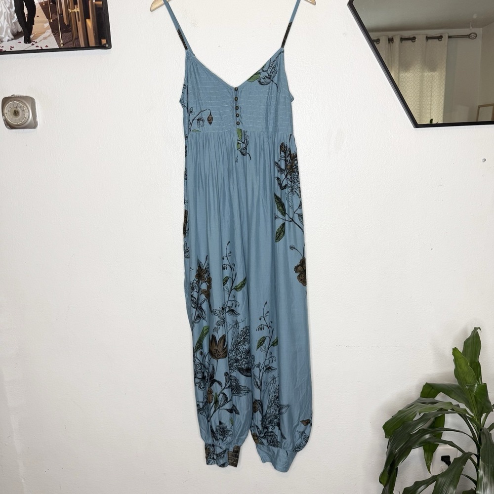 New Anthropologie Blue Lounge Printed Sleeveless Jumpsuit Women's Small